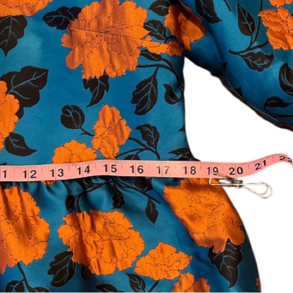 Emily Lovelock New Small Blue and Orange Floral Dress - Picture 10 of 13